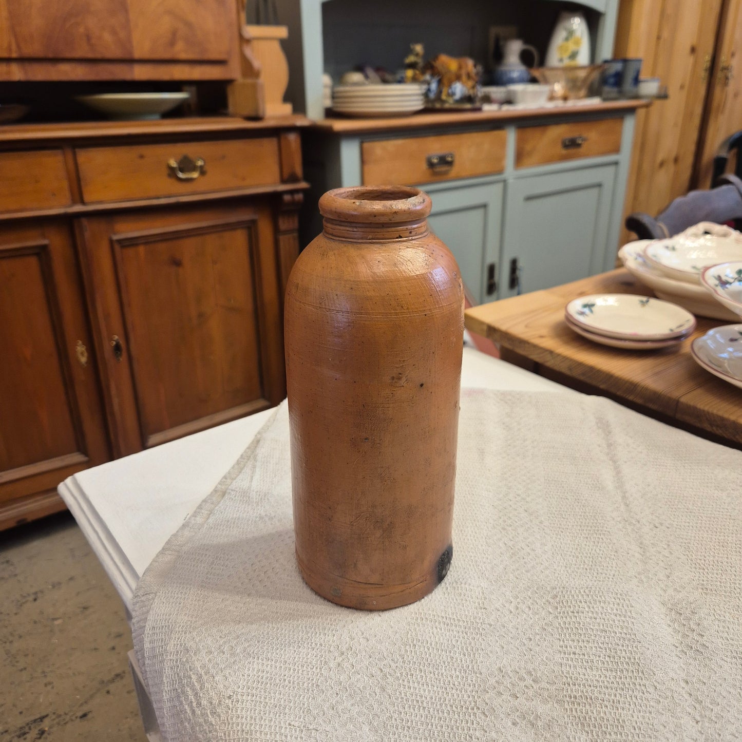 Antike Steingut Vase braun Krug Vintage Landhaus