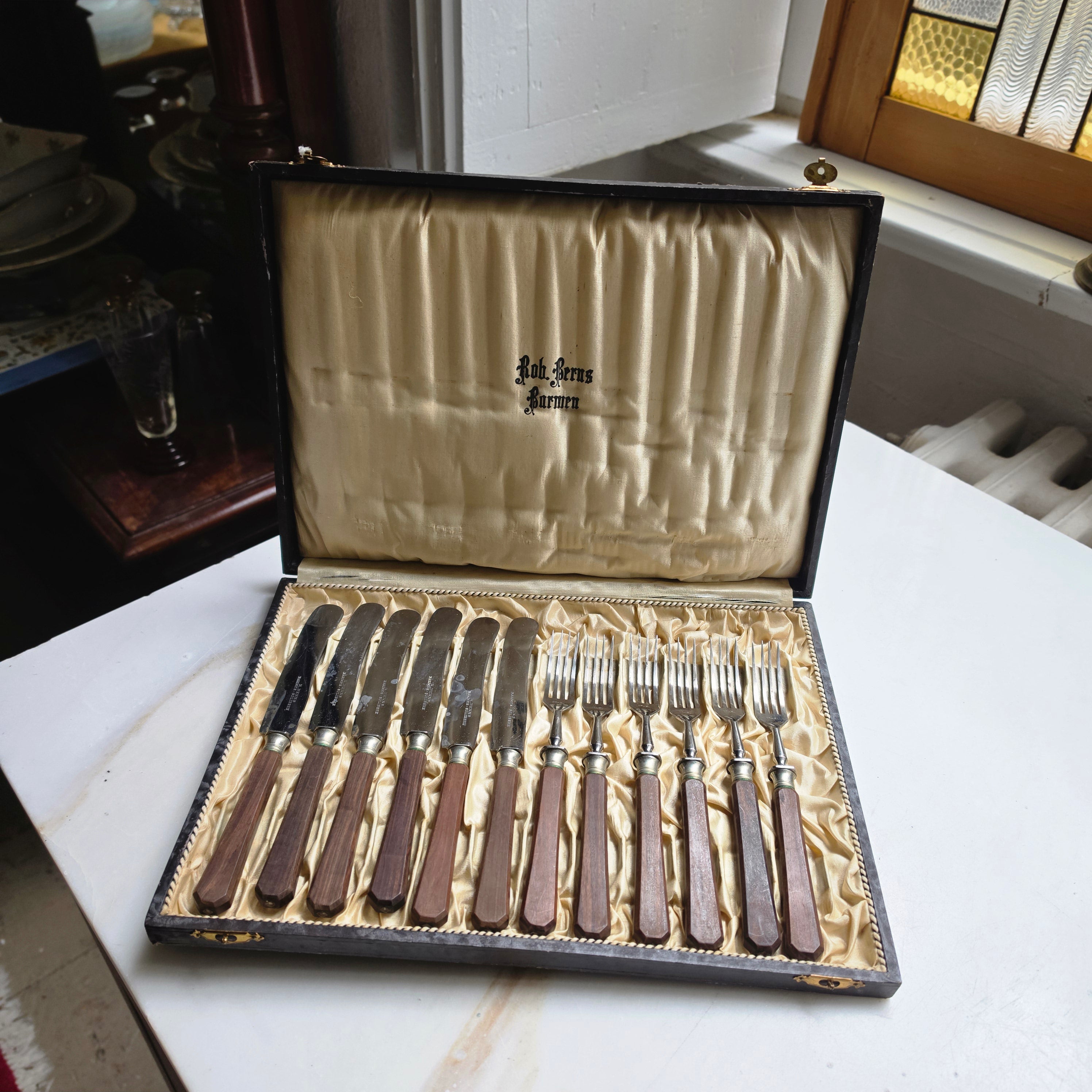 Antikes Dessert-Besteckset (12-teilig) von Rob. Berns Barmen – um 1900