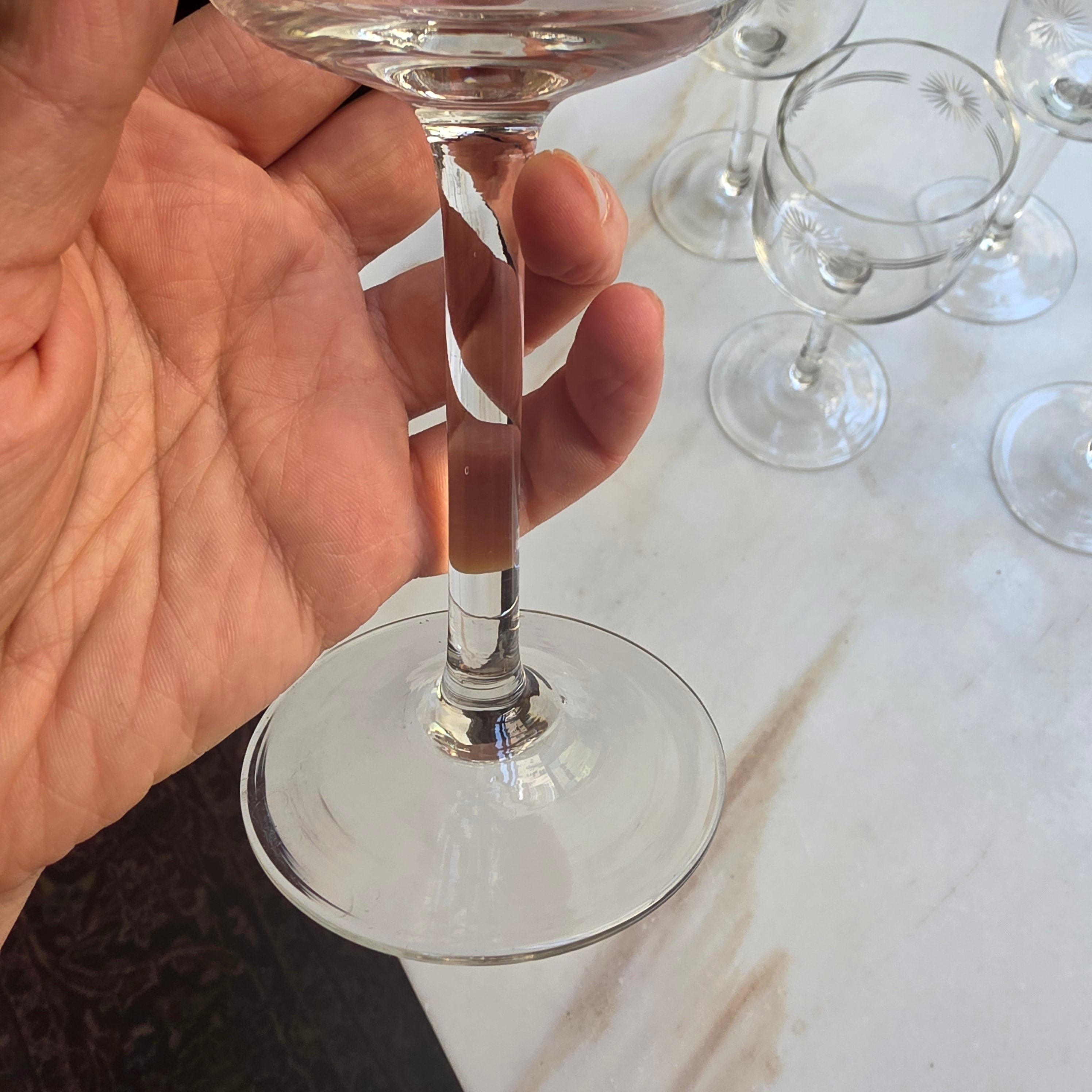 7x Vintage Weingläser handgeschliffen Blume