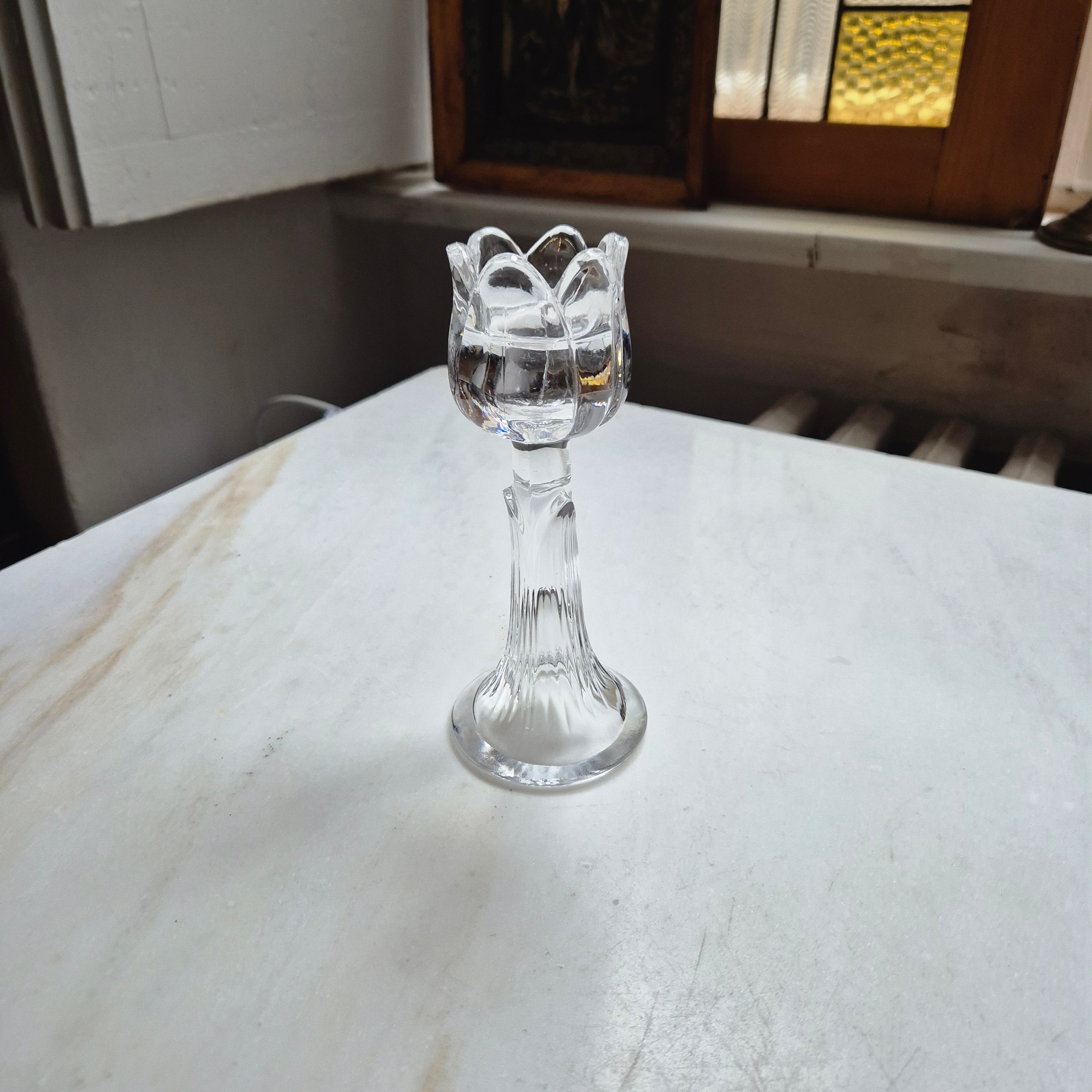 Vintage Glas Kristall Kerzenhalter in Tulpenform