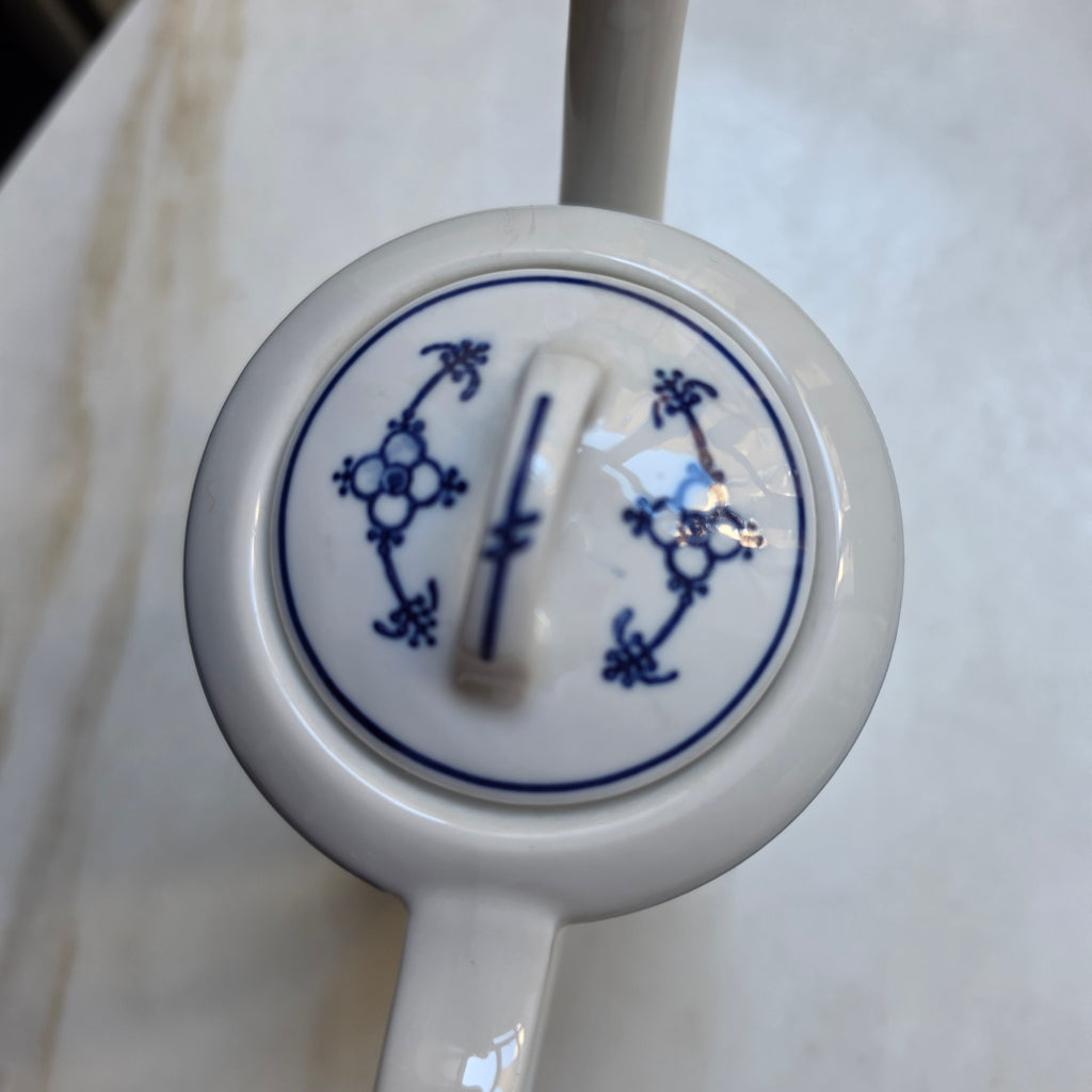 Vintage Jäger Eisenberg  Strohblume Kaffeekanne Kanne Tee Vintage blau weiß