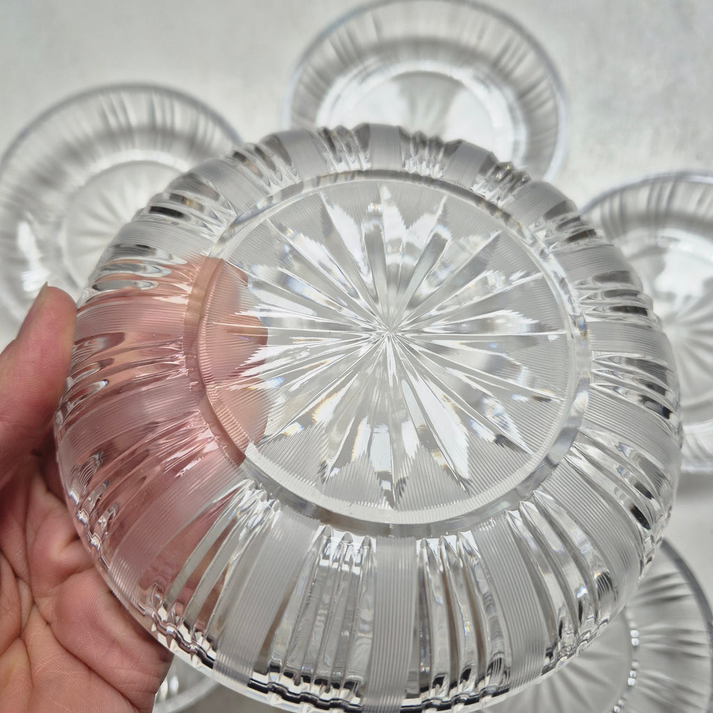6x Vintage Glas Kristall Schalen Kuchen Teller