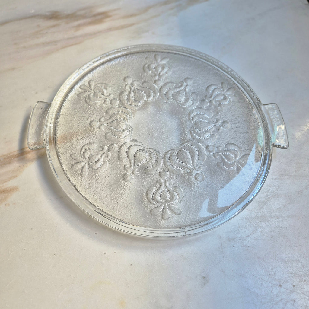 Vintage Bleikristall Kuchenplatte/Tortenplatte 60er Jahre mit Muster Ornamenten