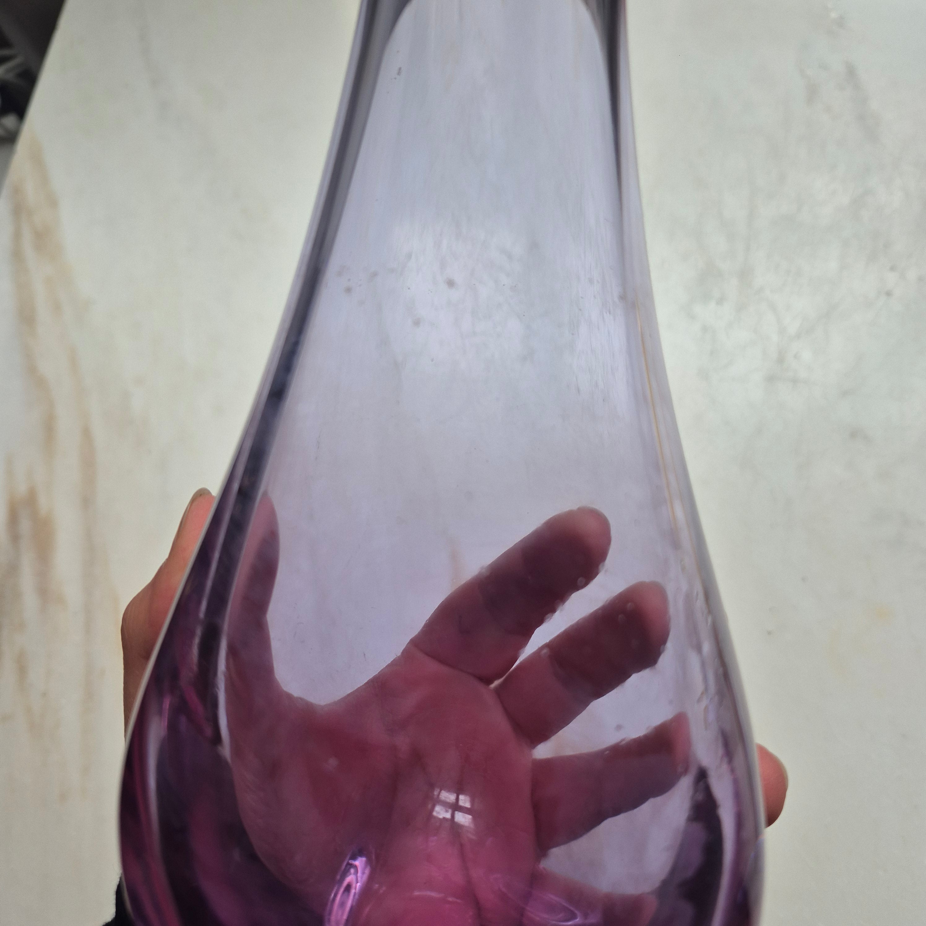 Vintage 70er Jahre Glas Vase wie Murano lila