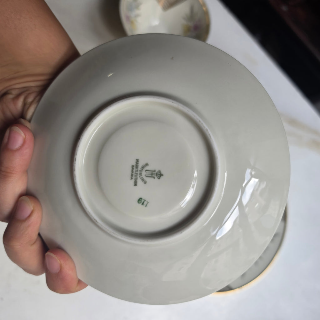 Vintage Winterling Marktleuthen Bavaria Sammeltasse (3-teilig) | Mid-Century Porzellan Gedeck mit Golddekor & Blütendesign