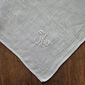 Antike Serviette / Mitteldecke Damast quadratisch weiß Baumwolle 70x72cm (Flecken) Monogramm I.K. oder J.K. ♡