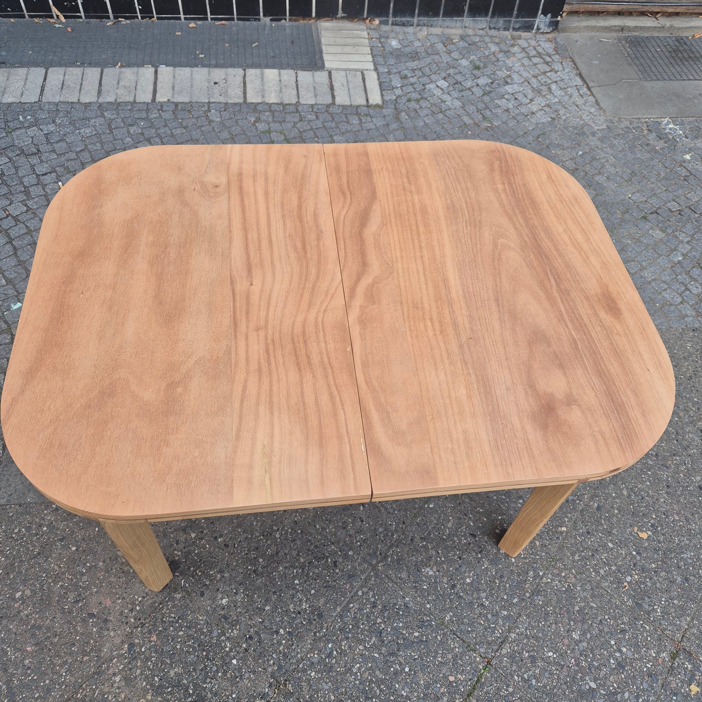 Vintage 70er Jahre Tisch Vollholz oval ausziehbar 170x90cm