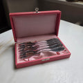 Vintage Kuchengabeln Set (6-teilig) in rosa Schatulle – Klassisches Dessertbesteck aus Edelstahl