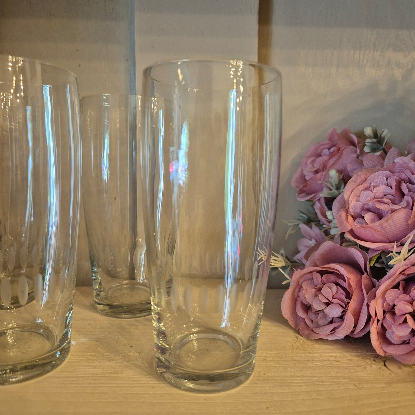 6x Vintage Gläser DDR einfaches Muster dünnes Glas Wassergläser