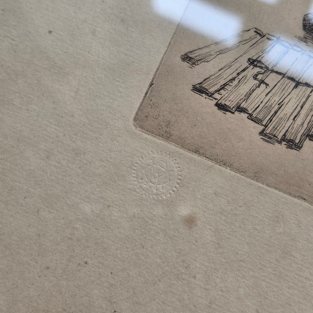 Antike Maritime Radierung „Segelschiff Albert Baltzer“ – Handsigniert & Datiert (1910)