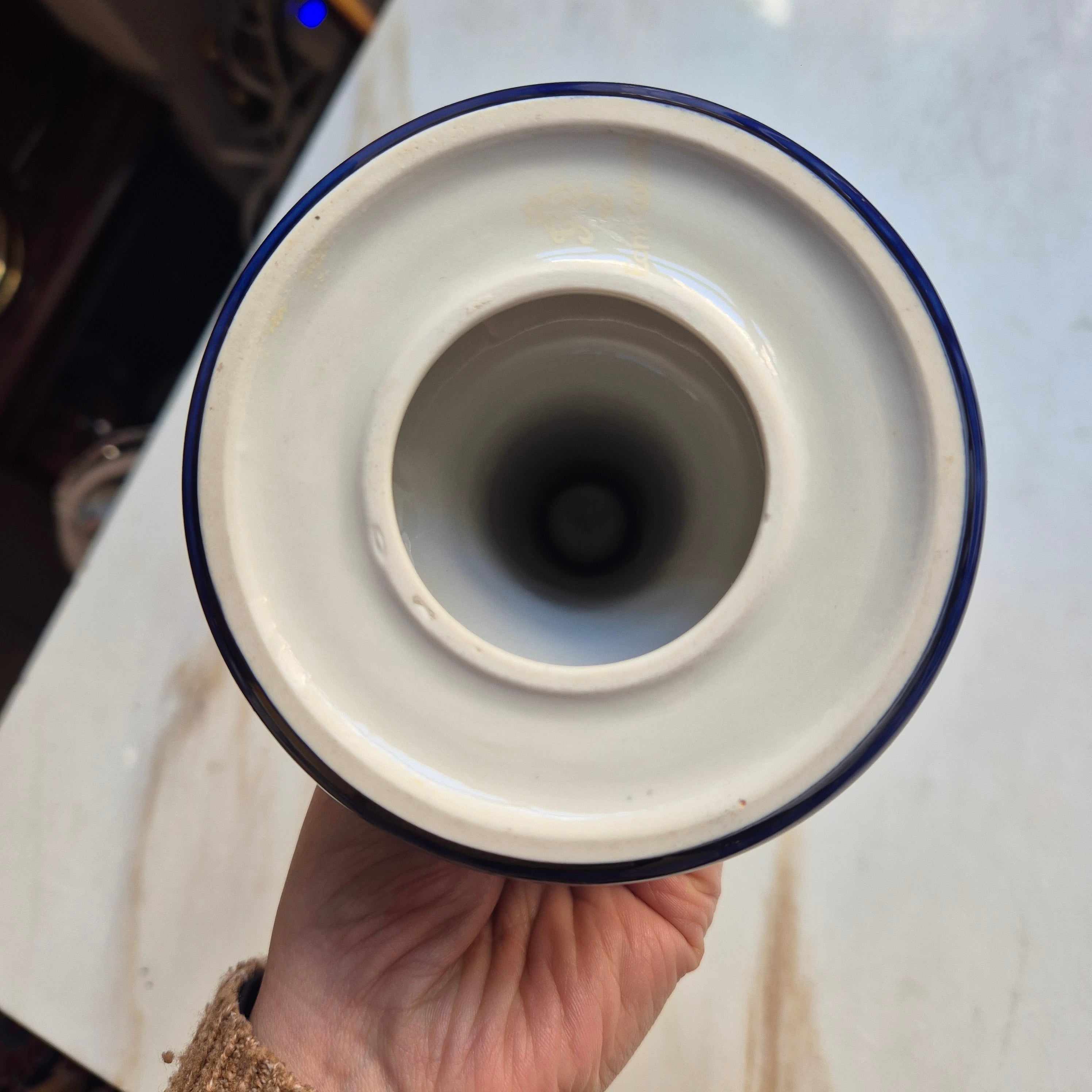 Antiker Kerzenhalter Porzellan Kobalt blau gold
