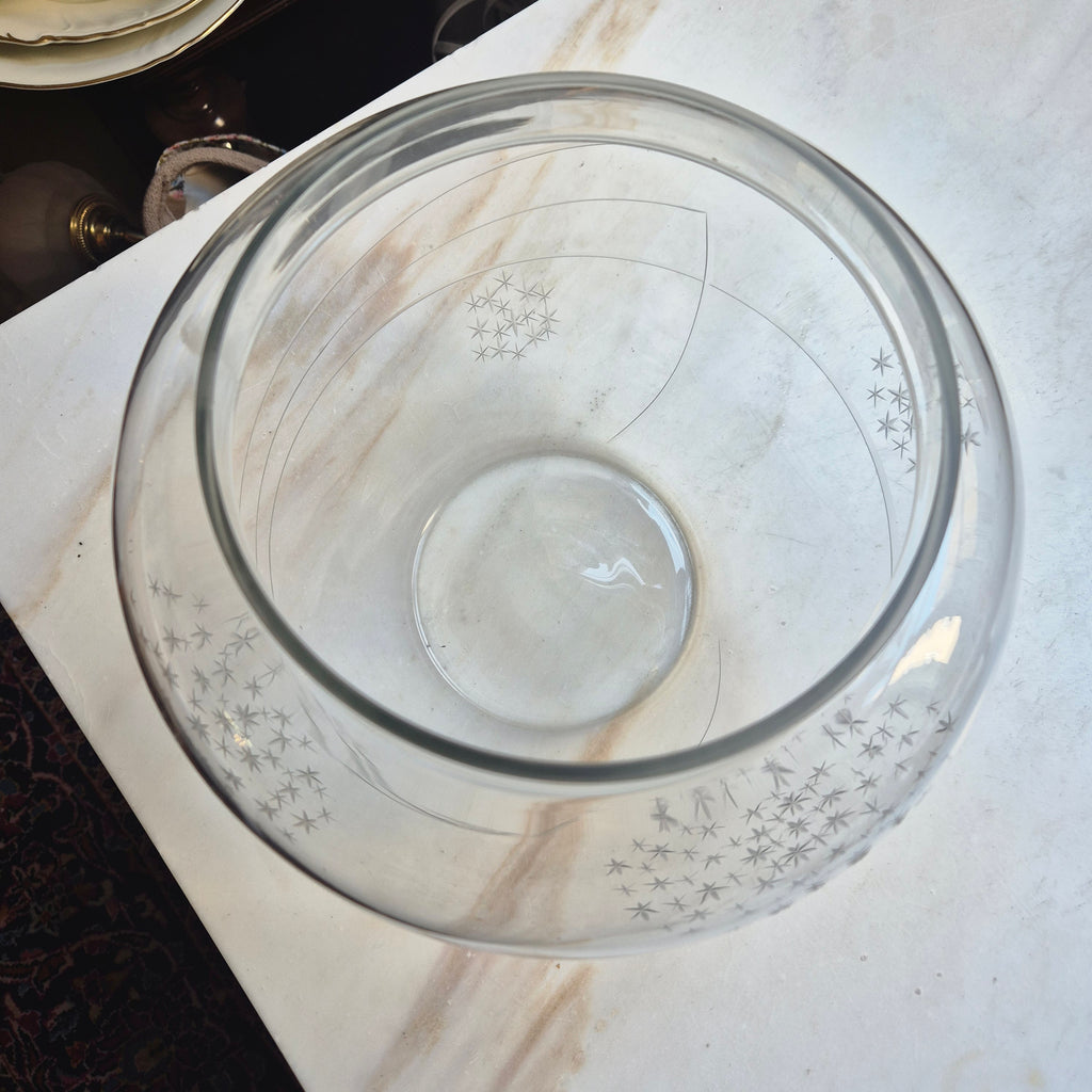 Große Vintage Glas Vase 70er Jahre Blumen