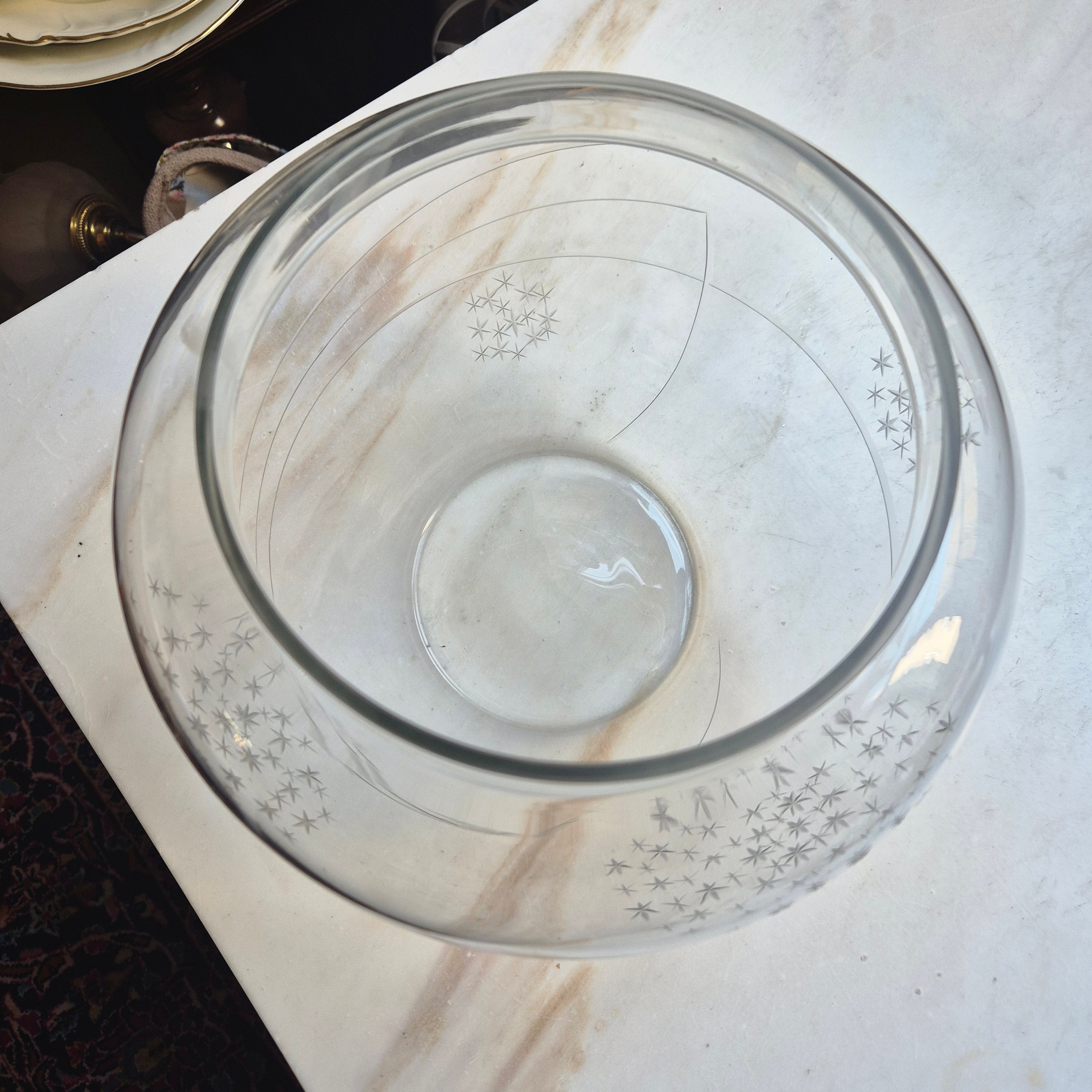 Große Vintage Glas Vase 70er Jahre Blumen