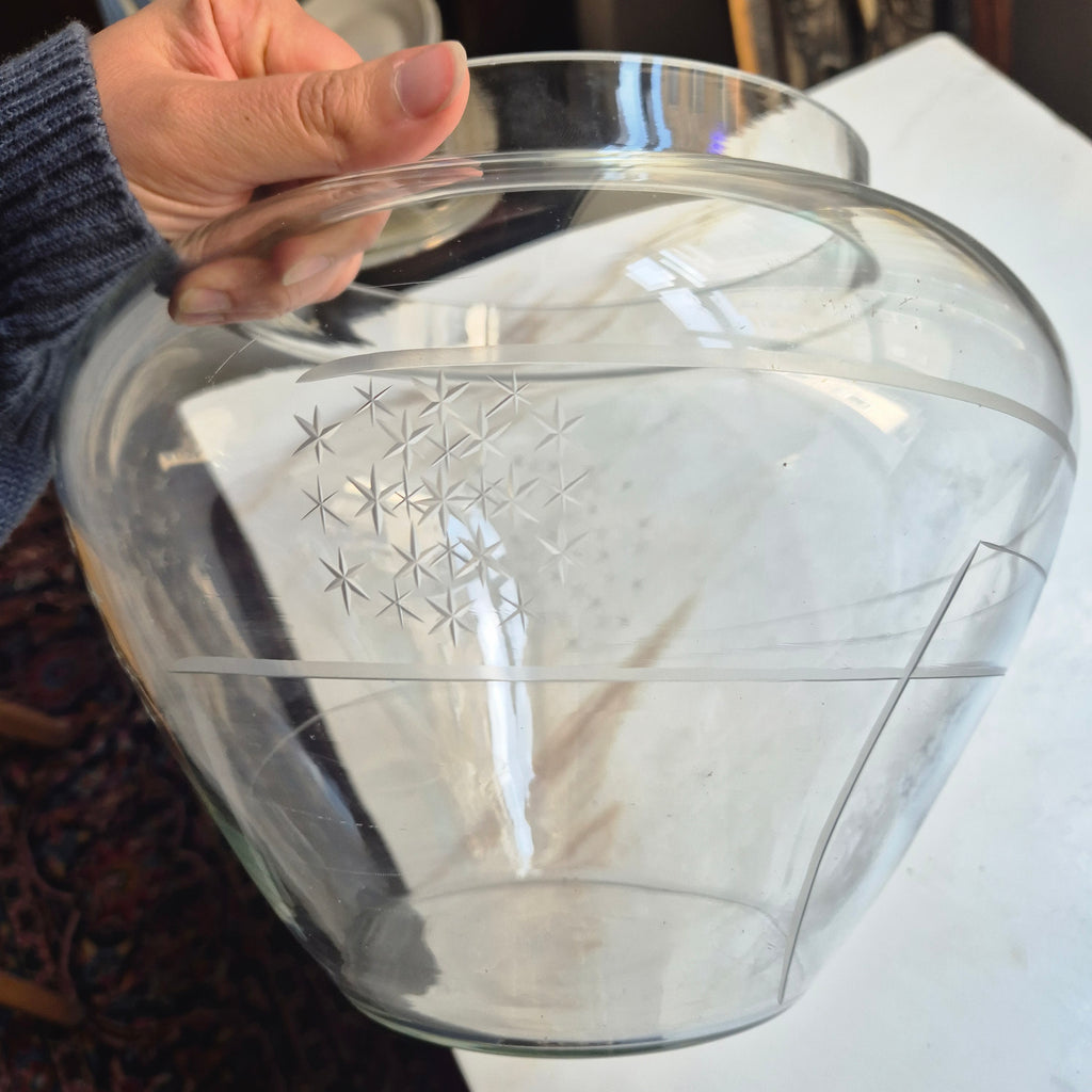 Große Vintage Glas Vase 70er Jahre Blumen