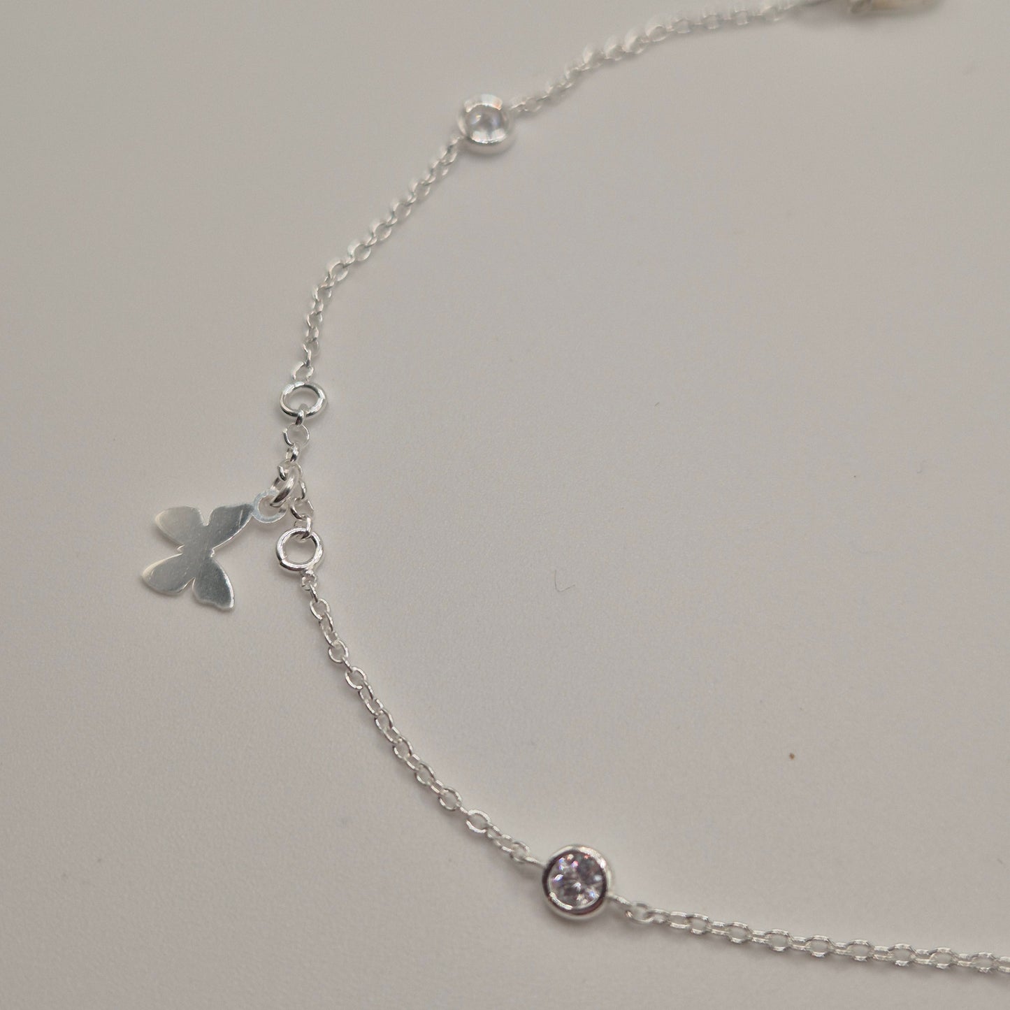 Zartes Fußkettchen Silber 925 Schmetterling