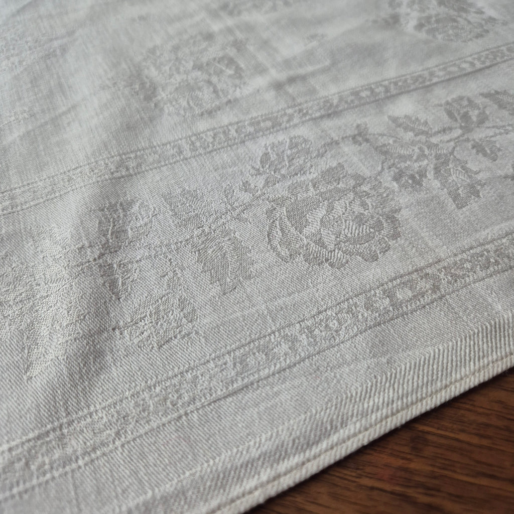 3x Antike Jugendstil Servietten/ Mitteldecken mit Rosenmuster 60x60cm