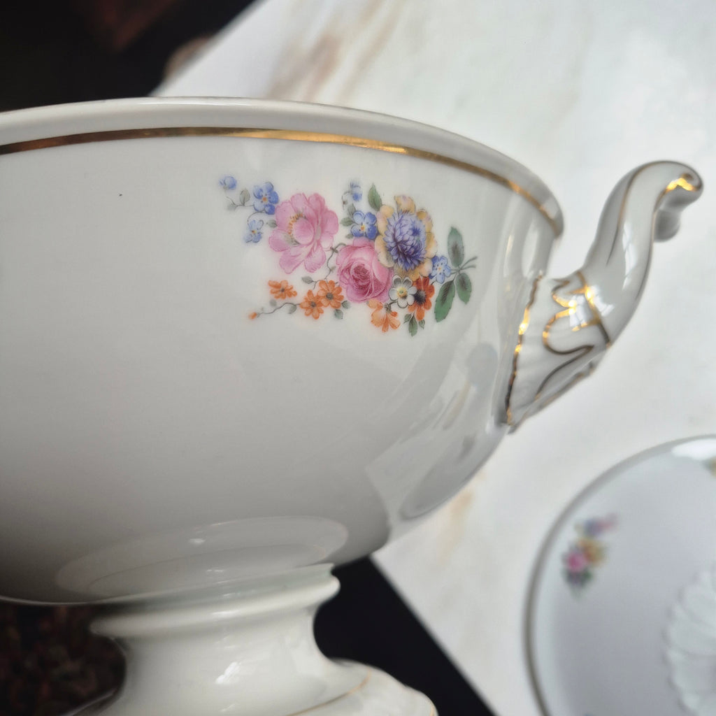 Antike Rosenthal Bavaria Empire Terrine Suppenterrine Schüssel Blumenmalerei Porzellan