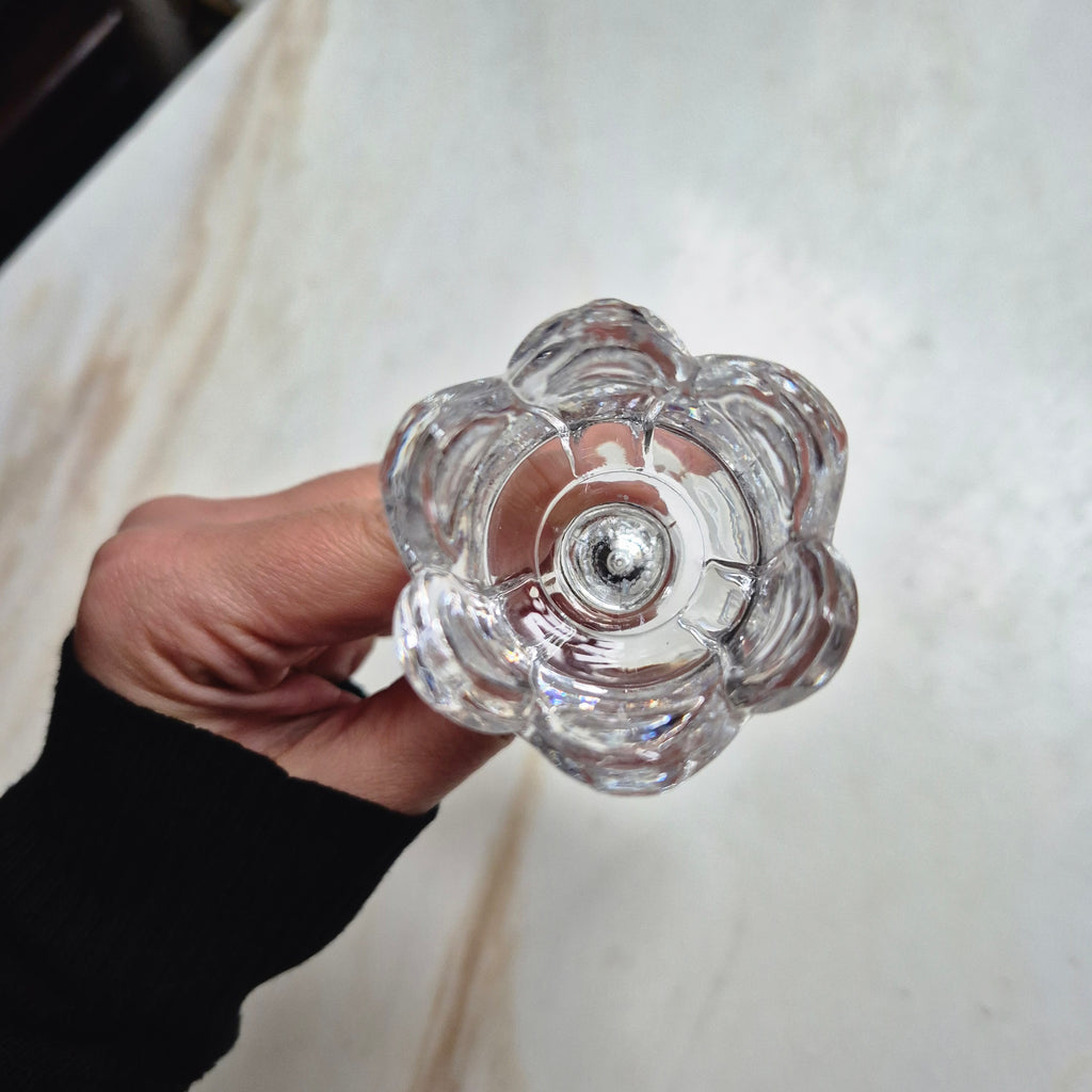 Vintage Glas Kristall Kerzenhalter in Tulpenform