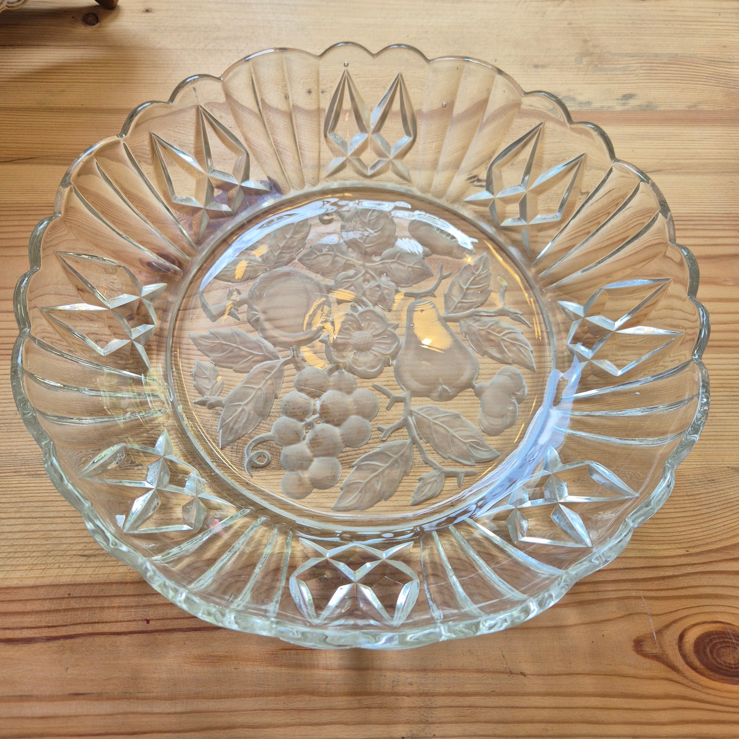 Vintage Servierteller Obstmotiv Obstteller 70er Jahre Glas rund