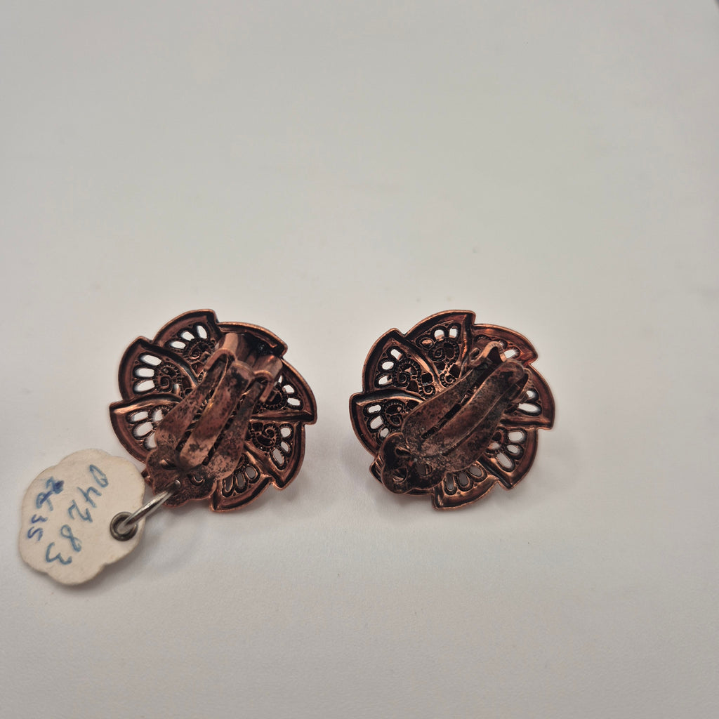 Vintage 50er Jahre Massive Runway Ohrringe / Made in West Germany Statement Clips Kupfer Silber