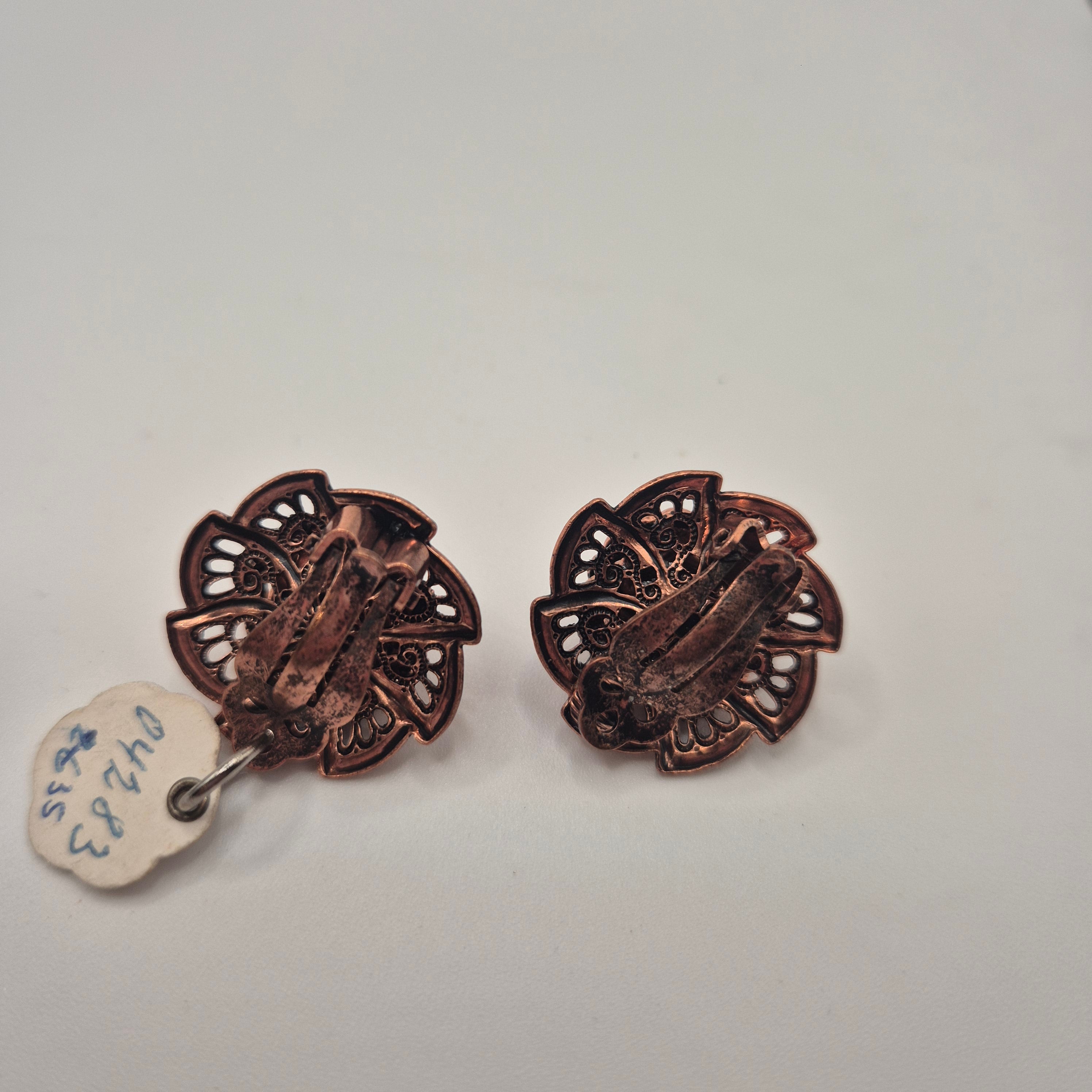 Vintage 50er Jahre Massive Runway Ohrringe / Made in West Germany Statement Clips Kupfer Silber