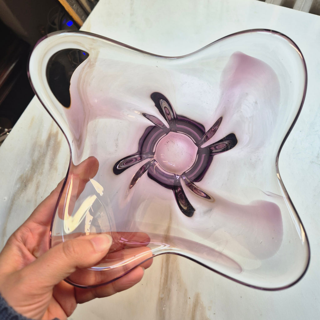 Vintage Glas Schale Bowle 70er Jahre Lila