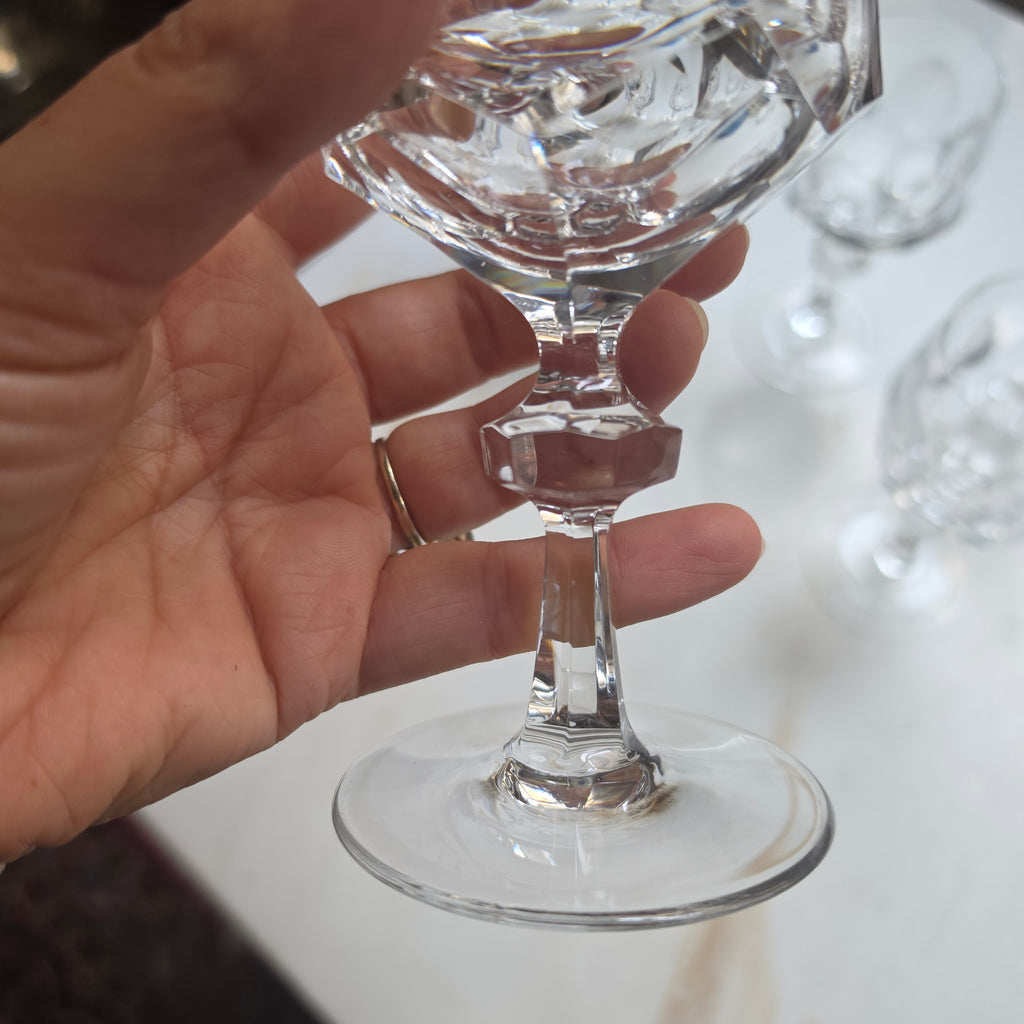 5er-Set Elegante Vintage Kristall-Likörgläser - Südweingläser mit Facettenschliff