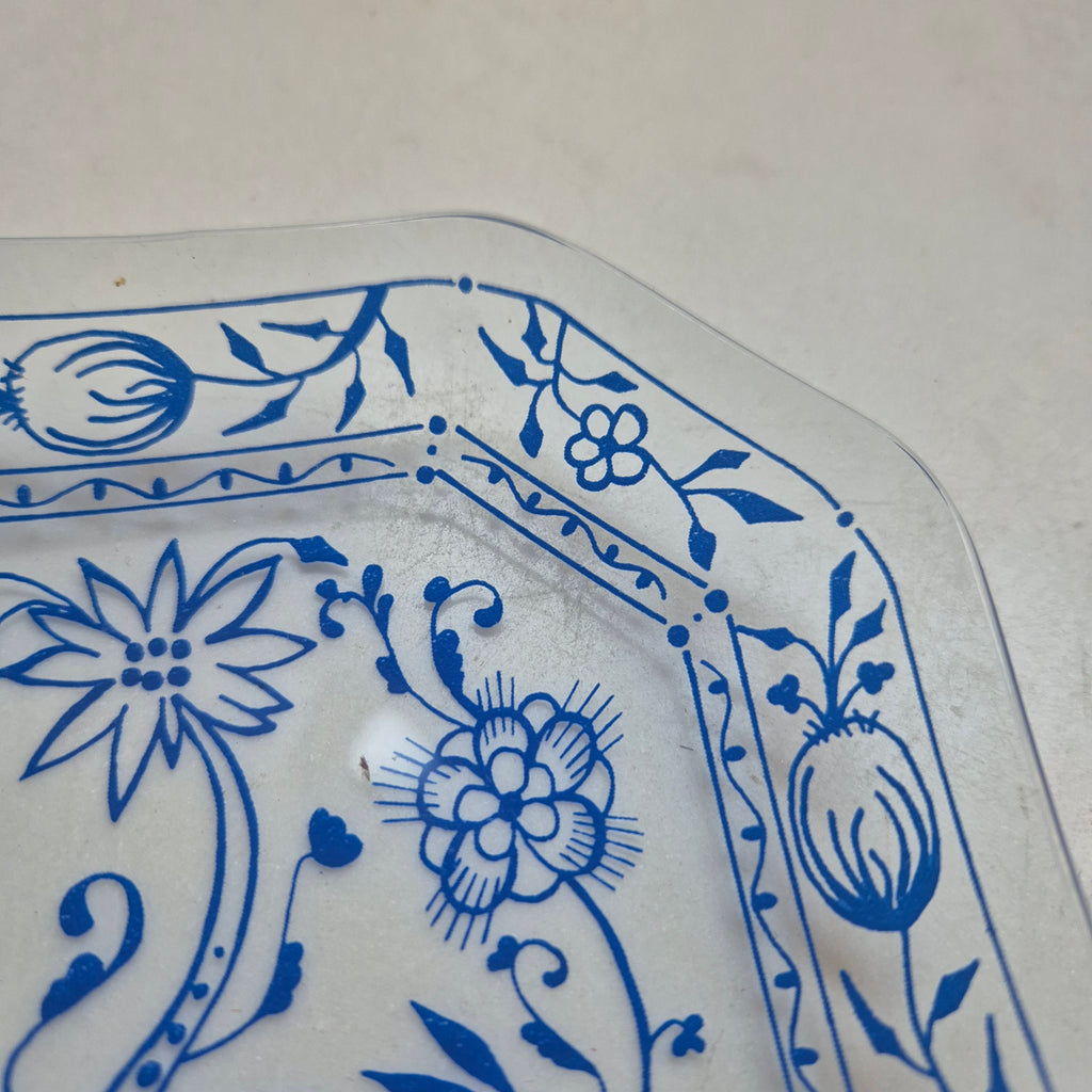 Vintage Zwiebelmuster hauchdünne Glas Schale/ Ringschale blau
