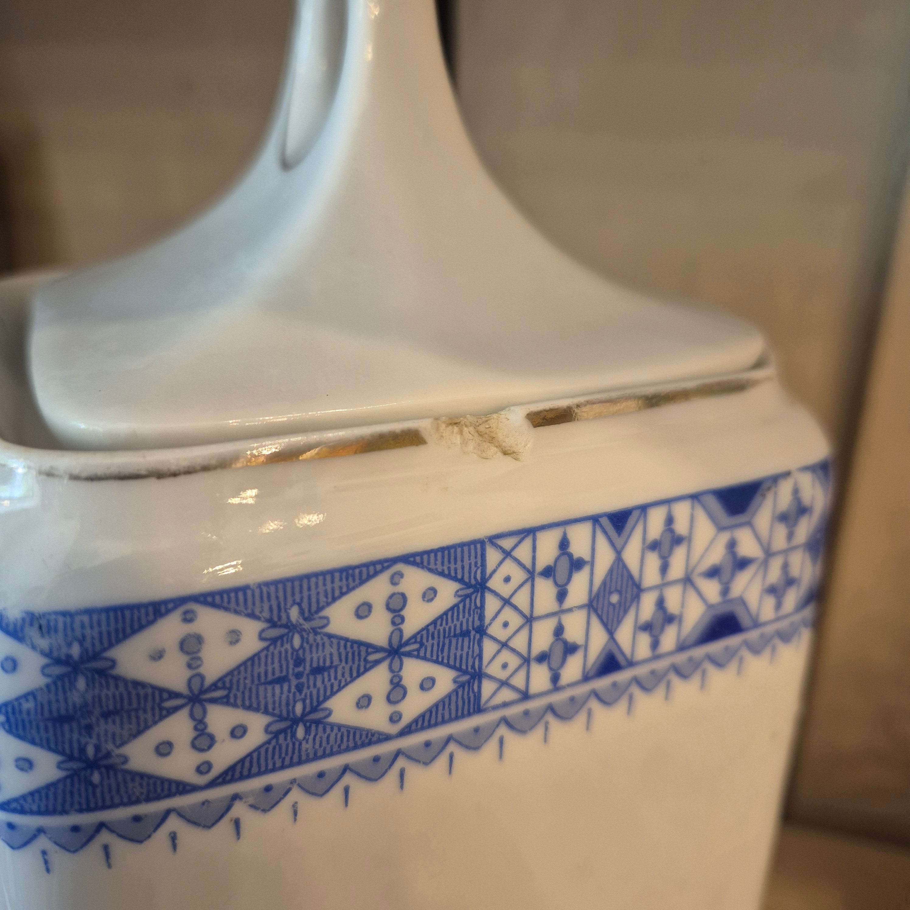 Jugendstil Vorratsdose Weiß Blau Grieß Schwarzenberg Germany