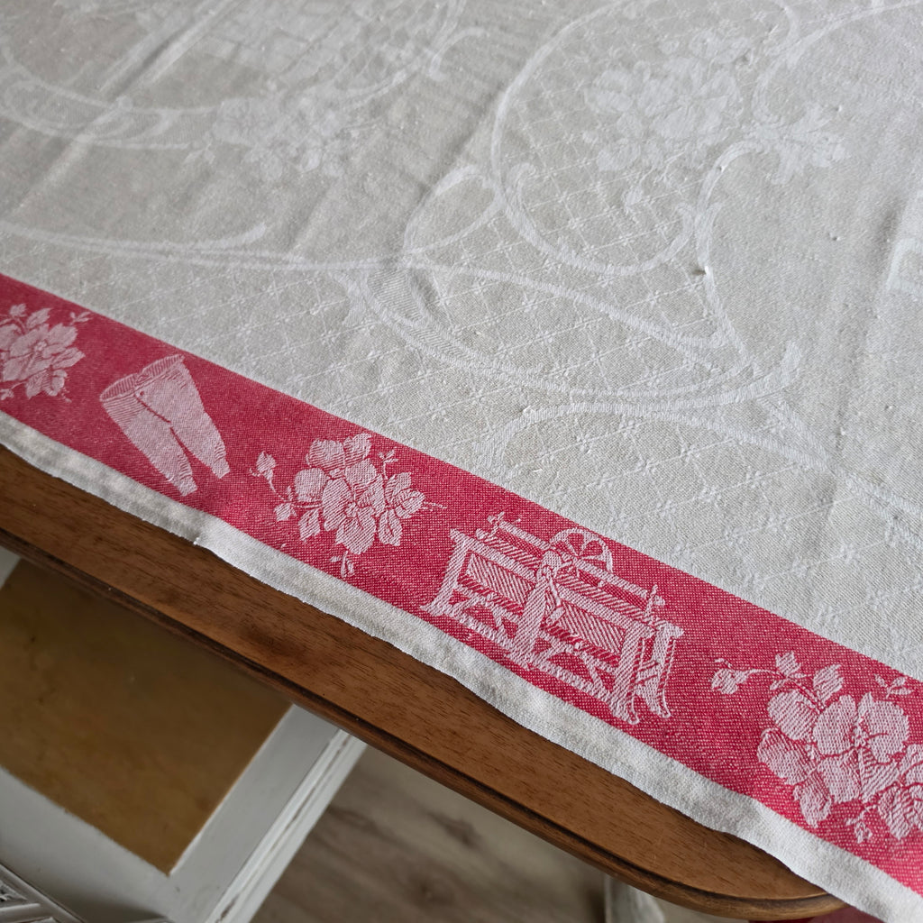 Antikes „Rolltuch“ - Mangeltuch mit seltenem Mangel-Motiv – Um 1900 - 80x195cm