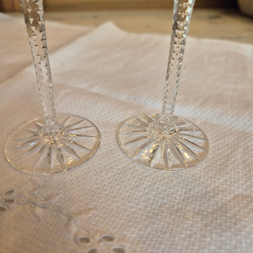 2x Vintage Kristall Schnaps Likör Wein Gläser Mid-Century Cocktail Bar klein