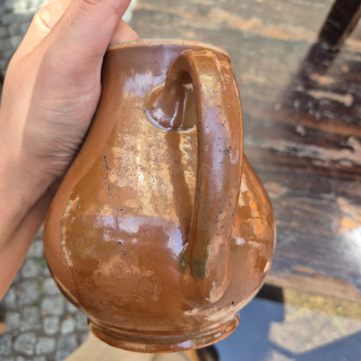 Antiker brauner Krug Kanne Steingut