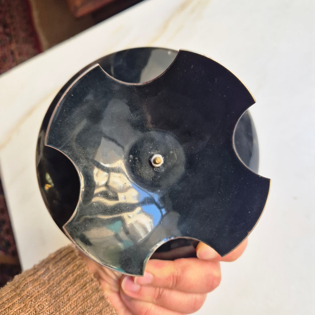Vintage Kerzenständer aus Emaille - 1960er Jahre - Sprenkeloptik - Stumpkerze
