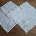 2x Vintage-Servietten Set mit feiner Hardanger-Stickerei & Hohlsaum 40x40cm