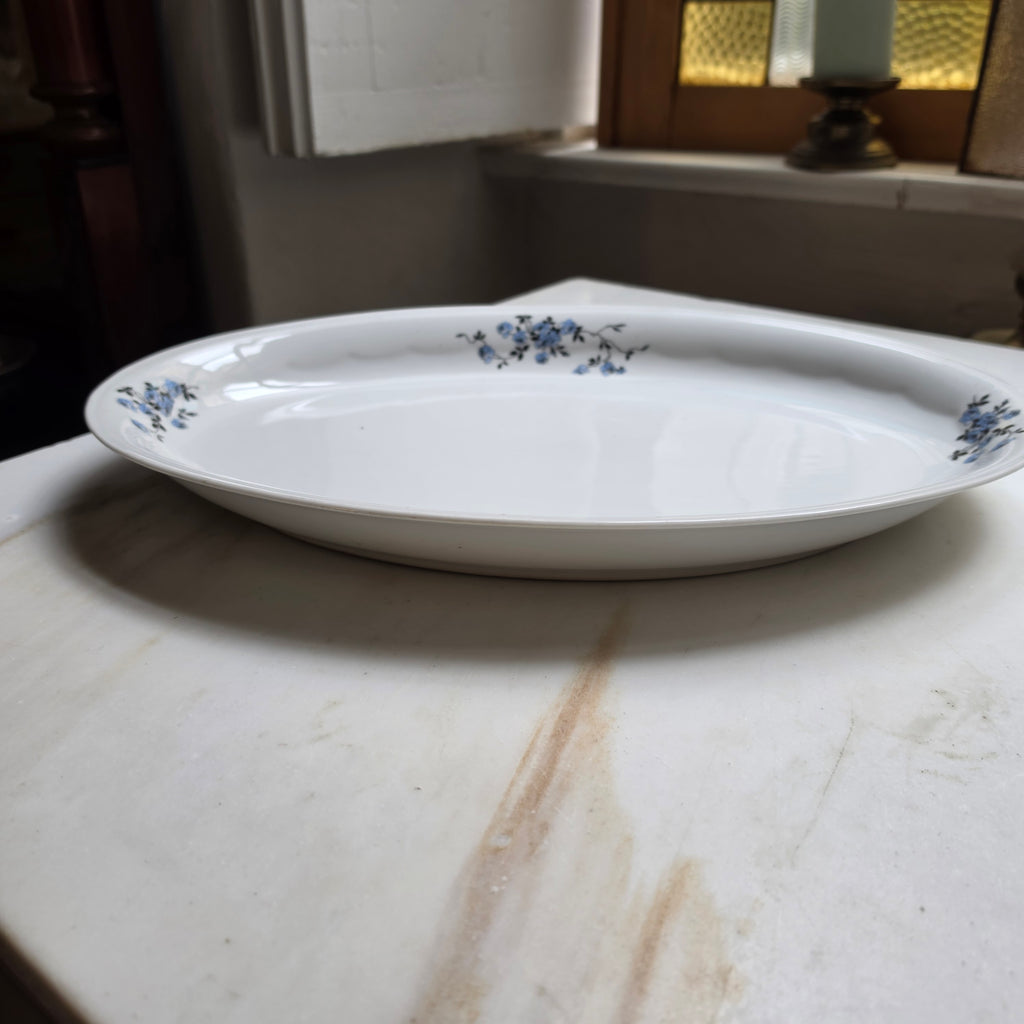 Vintage Melitta Servierplatte "Blauer Rosenstrauß" – Oval – 32 cm – Bavaria Porzellan
