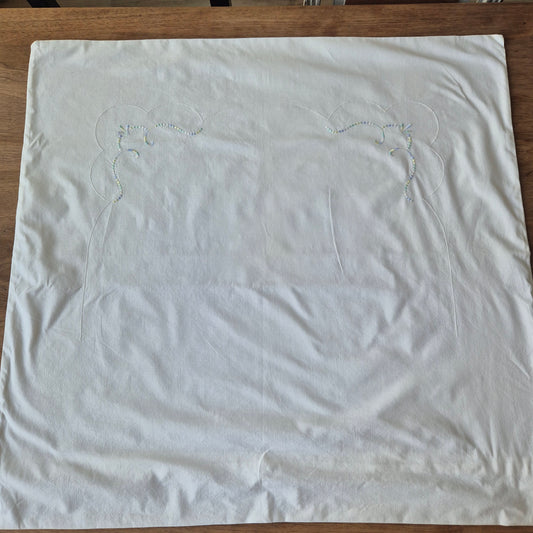 Antiker Kopfkissenbezug mit zarter Stickerei 75x75cm Baumwolle