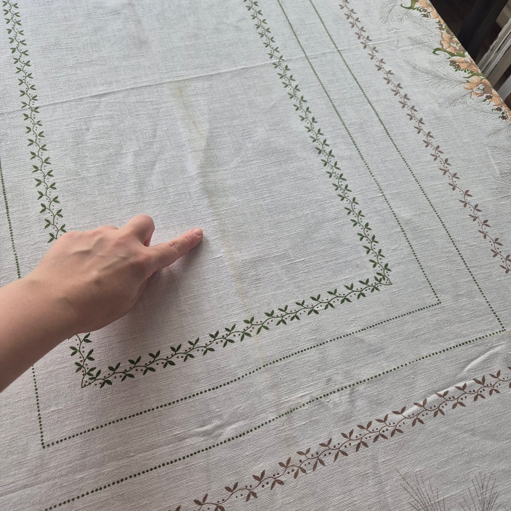 Vintage Leinen Tischdecke gemustert 125x160cm
