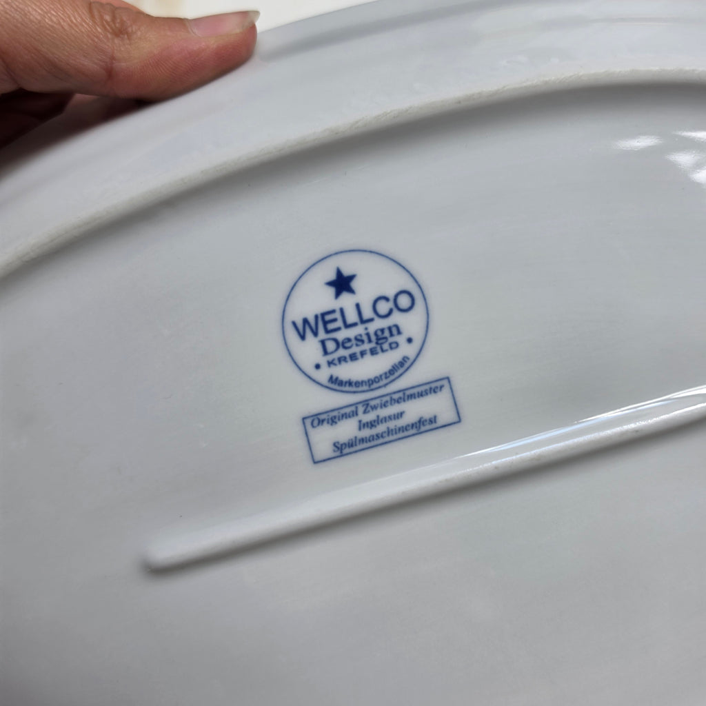 Wellco Design Porzellan Zwiebelmuster Servierplatte Teller blau weiß