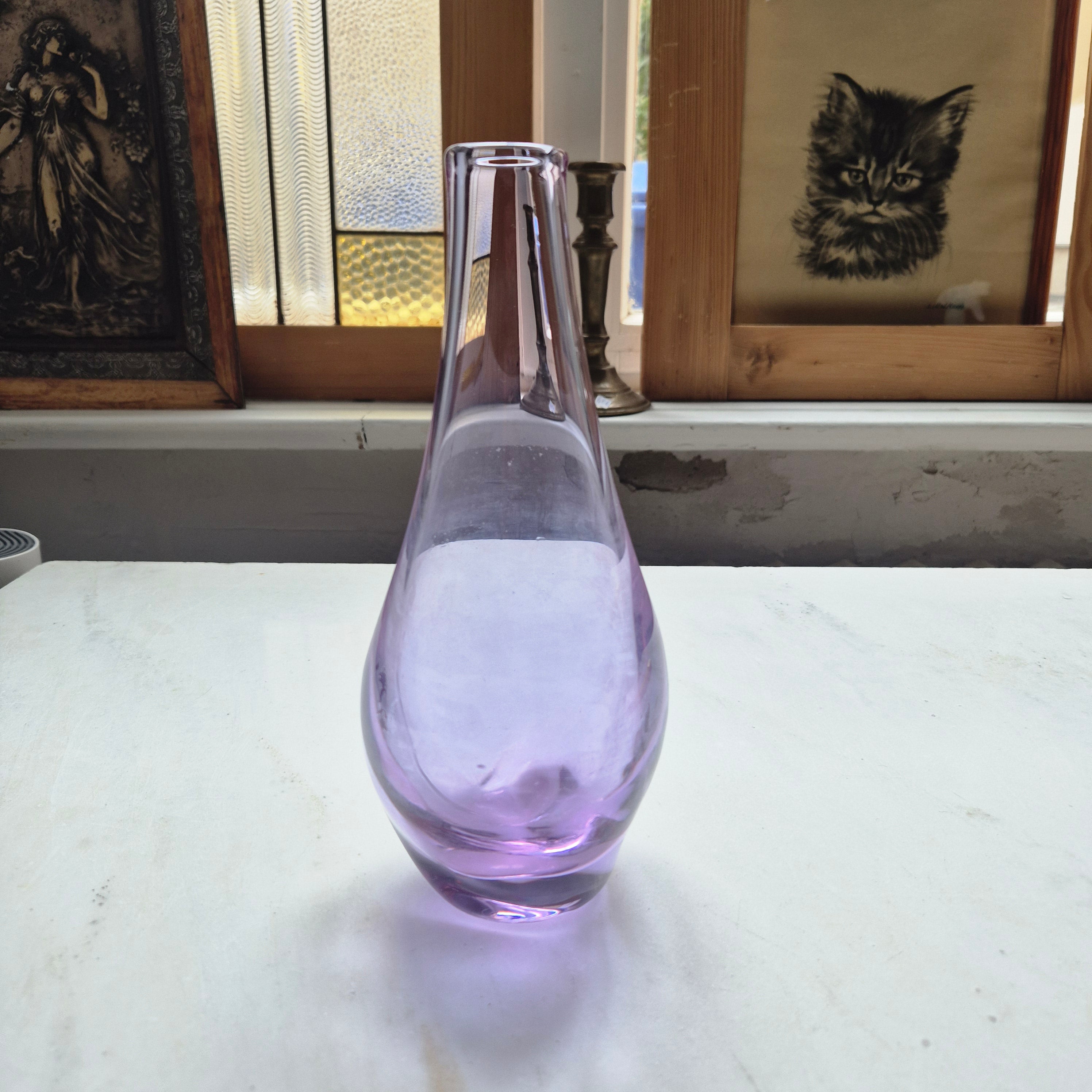 Vintage 70er Jahre Glas Vase wie Murano lila