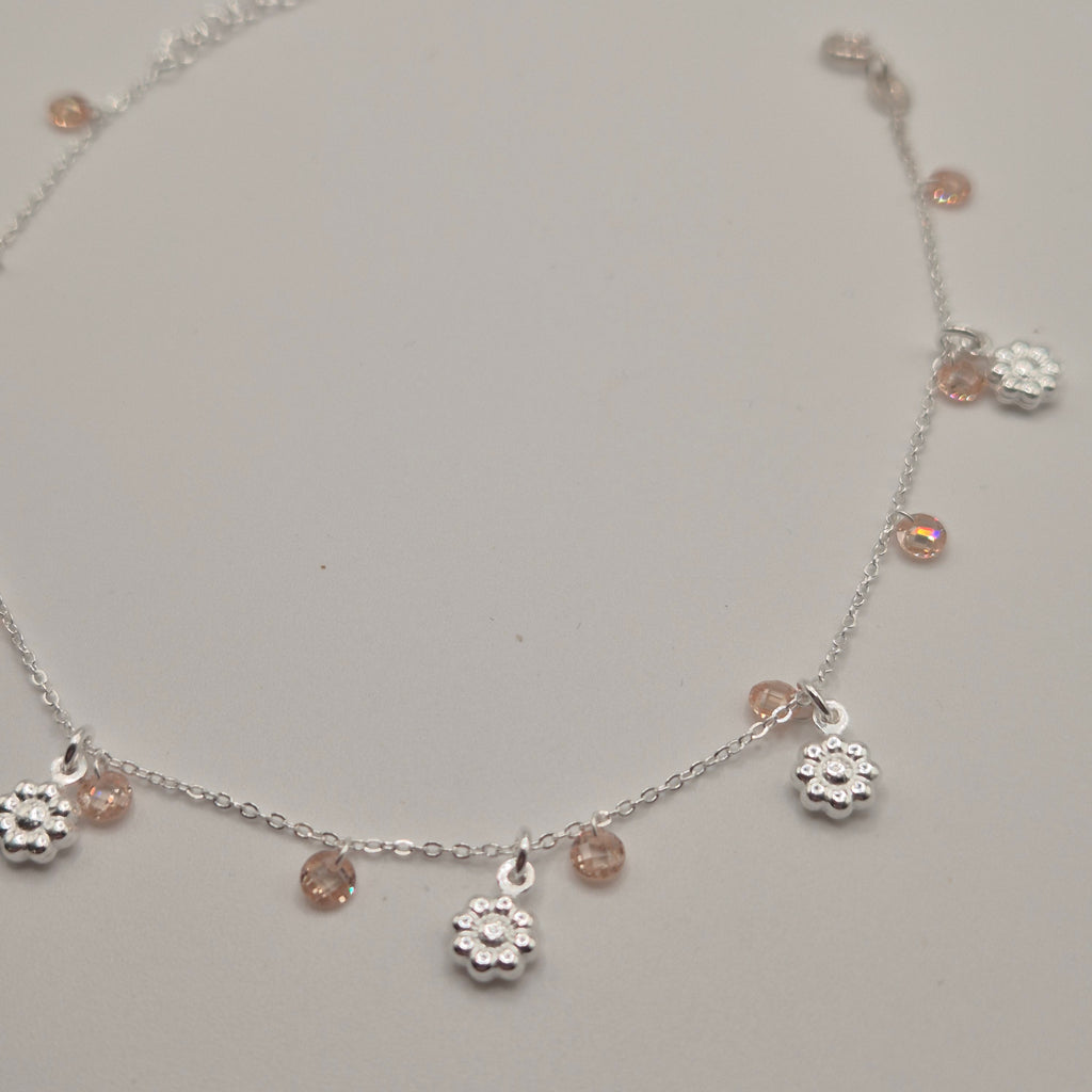 Zartes Fußkettchen Silber 925 Blumen