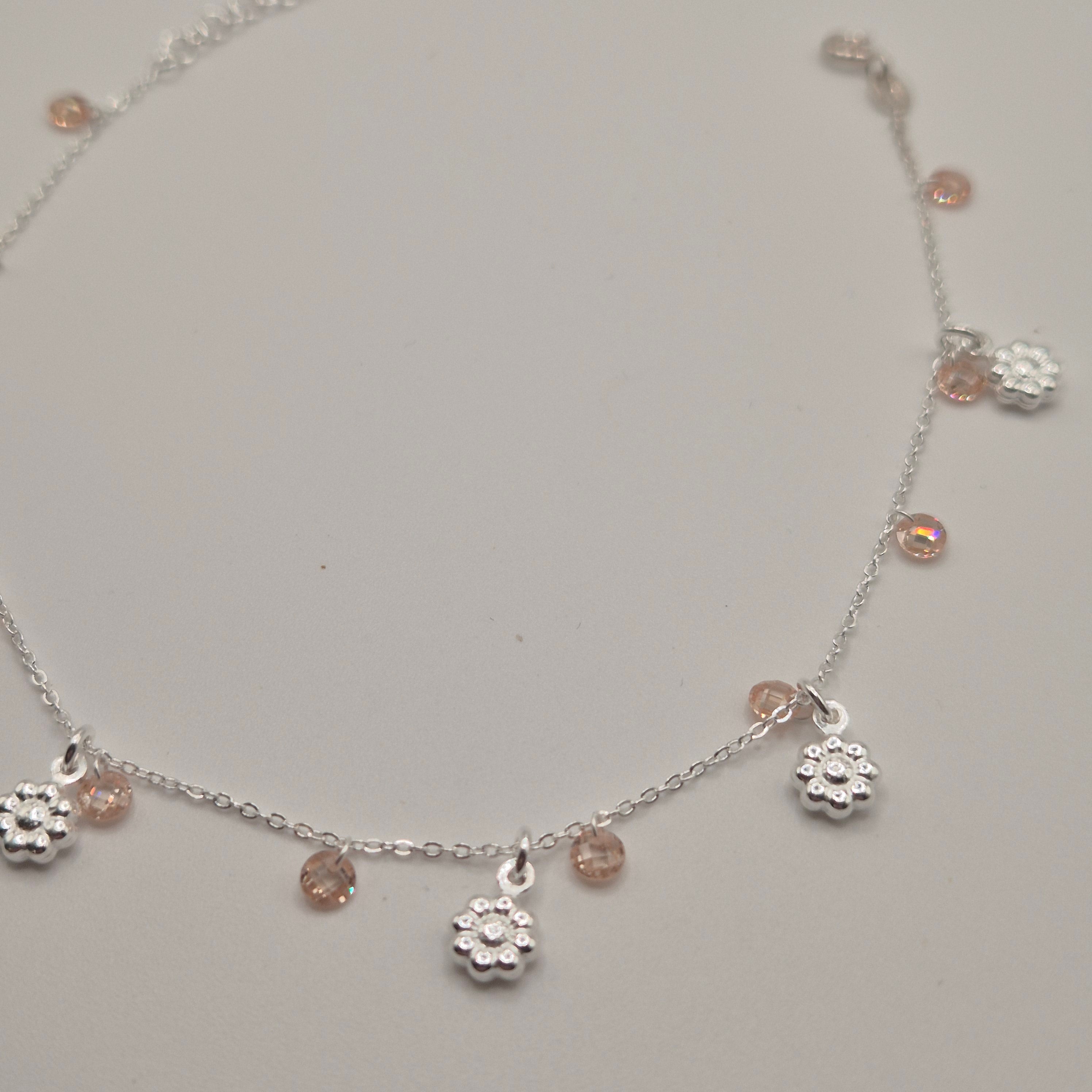 Zartes Fußkettchen Silber 925 Blumen