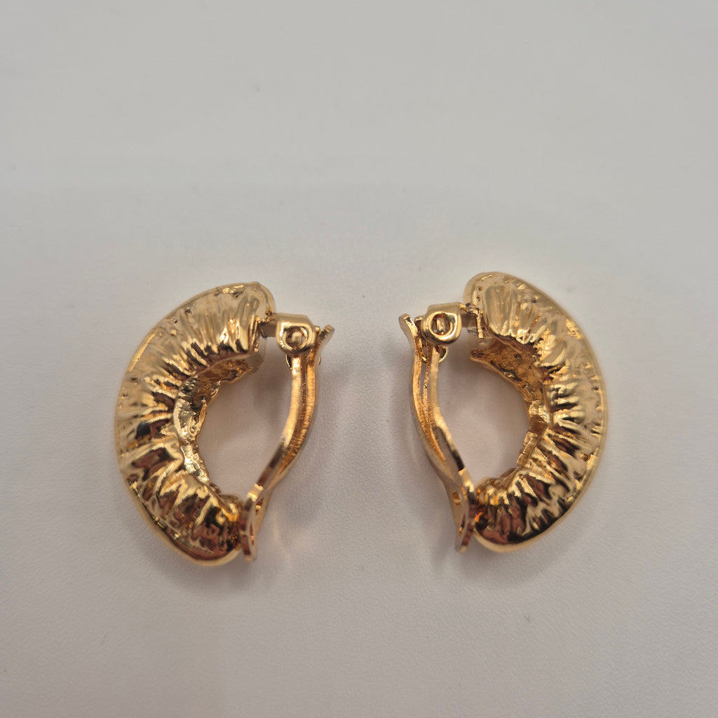 Vintage 50er Jahre Massive Runway Ohrringe / Made in West Germany Statement Clips Creolen Gold Blatt