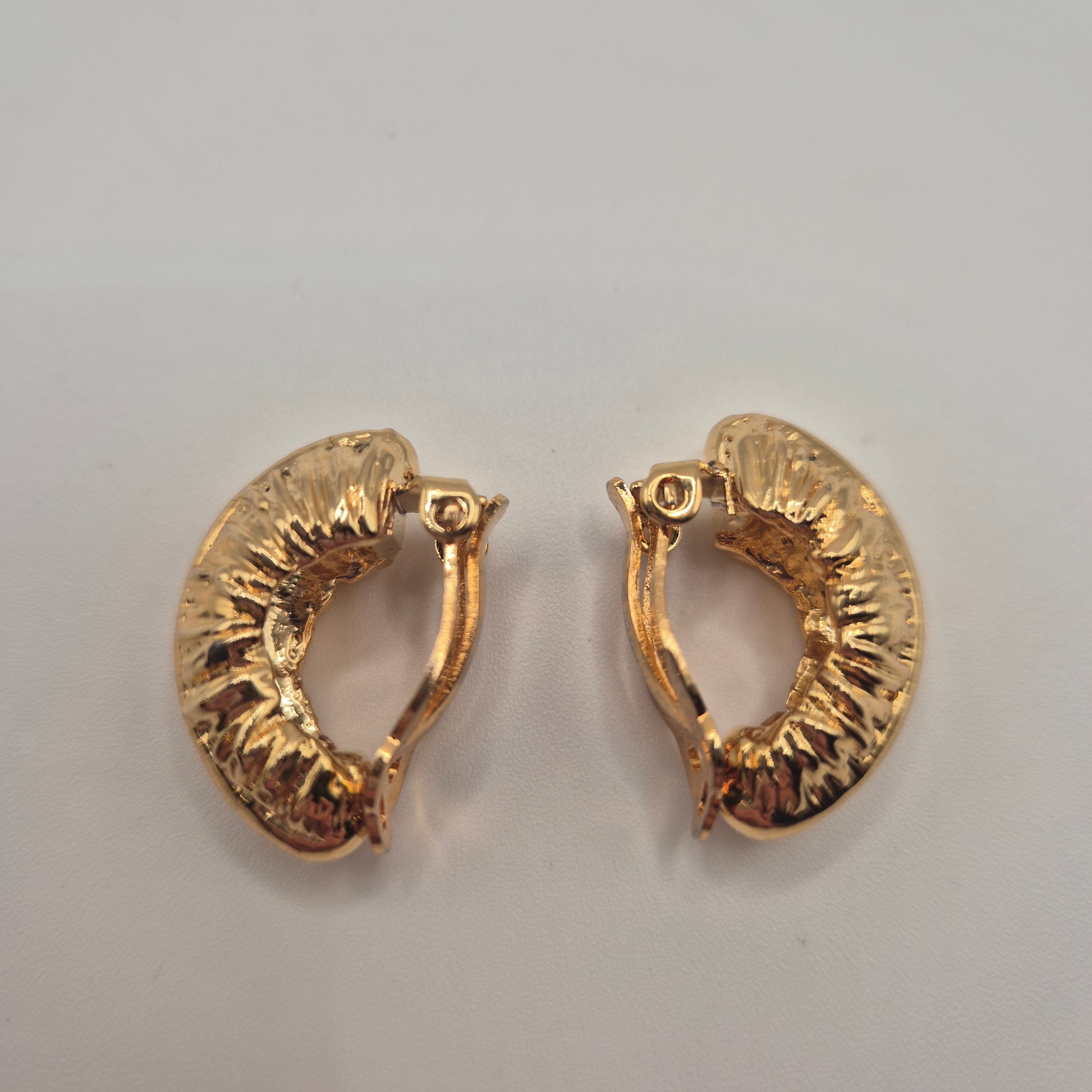 Vintage 50er Jahre Massive Runway Ohrringe / Made in West Germany Statement Clips Creolen Gold Blatt