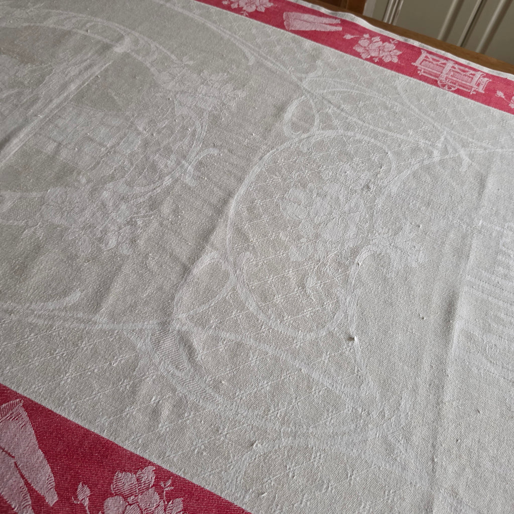 Antikes „Rolltuch“ - Mangeltuch mit seltenem Mangel-Motiv – Um 1900 - 80x195cm