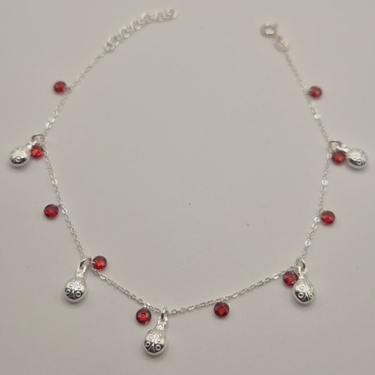 Zartes Fußkettchen Silber 925 Marienkäfer