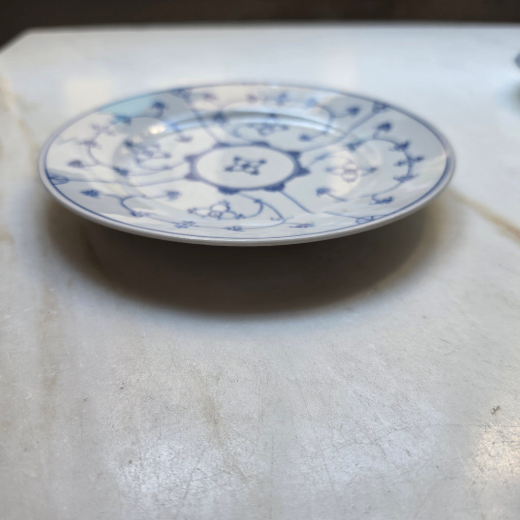 Klassischer Porzellanteller mit Strohmuster / Zwiebelmuster-Dekor – Blau-Weiß Fine China