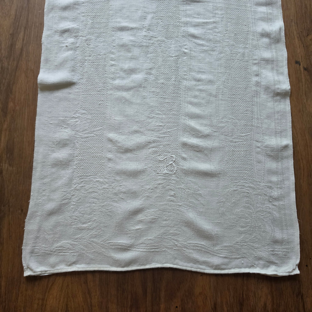 Antikes Aussteuer-Geschirrtuch - Echtes Leinen mit Monogramm M.B. - 47x100cm