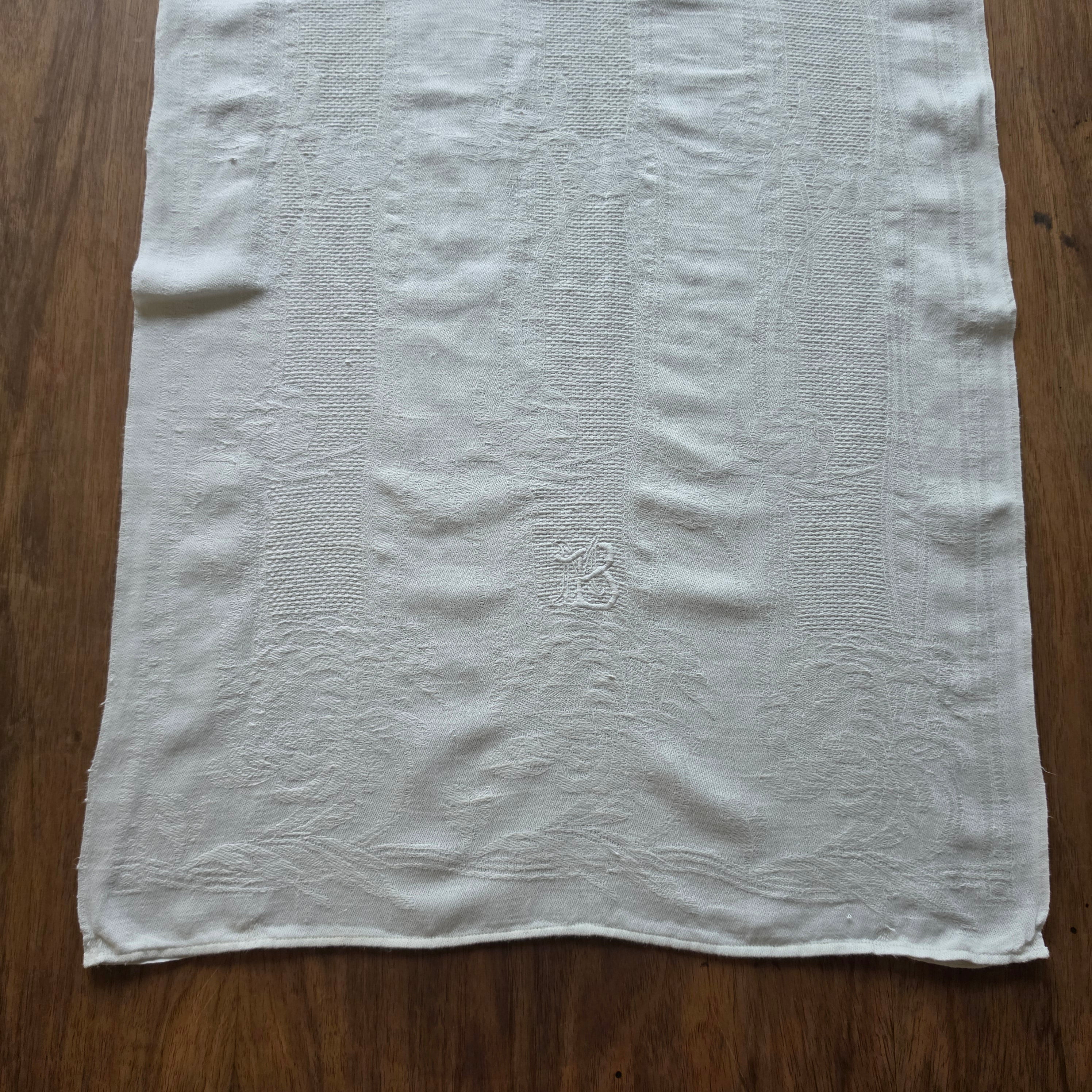 Antikes Aussteuer-Geschirrtuch - Echtes Leinen mit Monogramm M.B. - 47x100cm