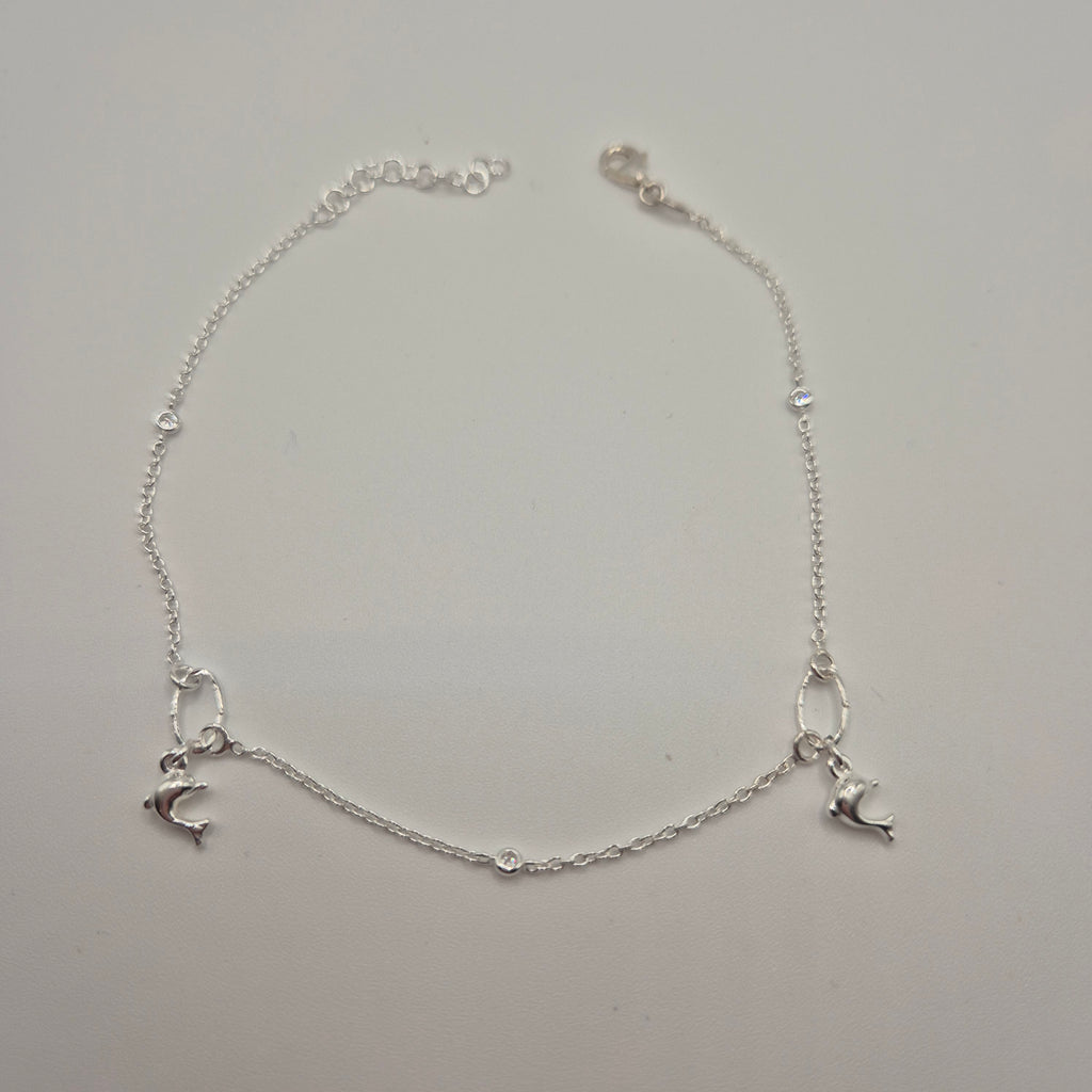 Zartes Fußkettchen Silber 925 Delfin