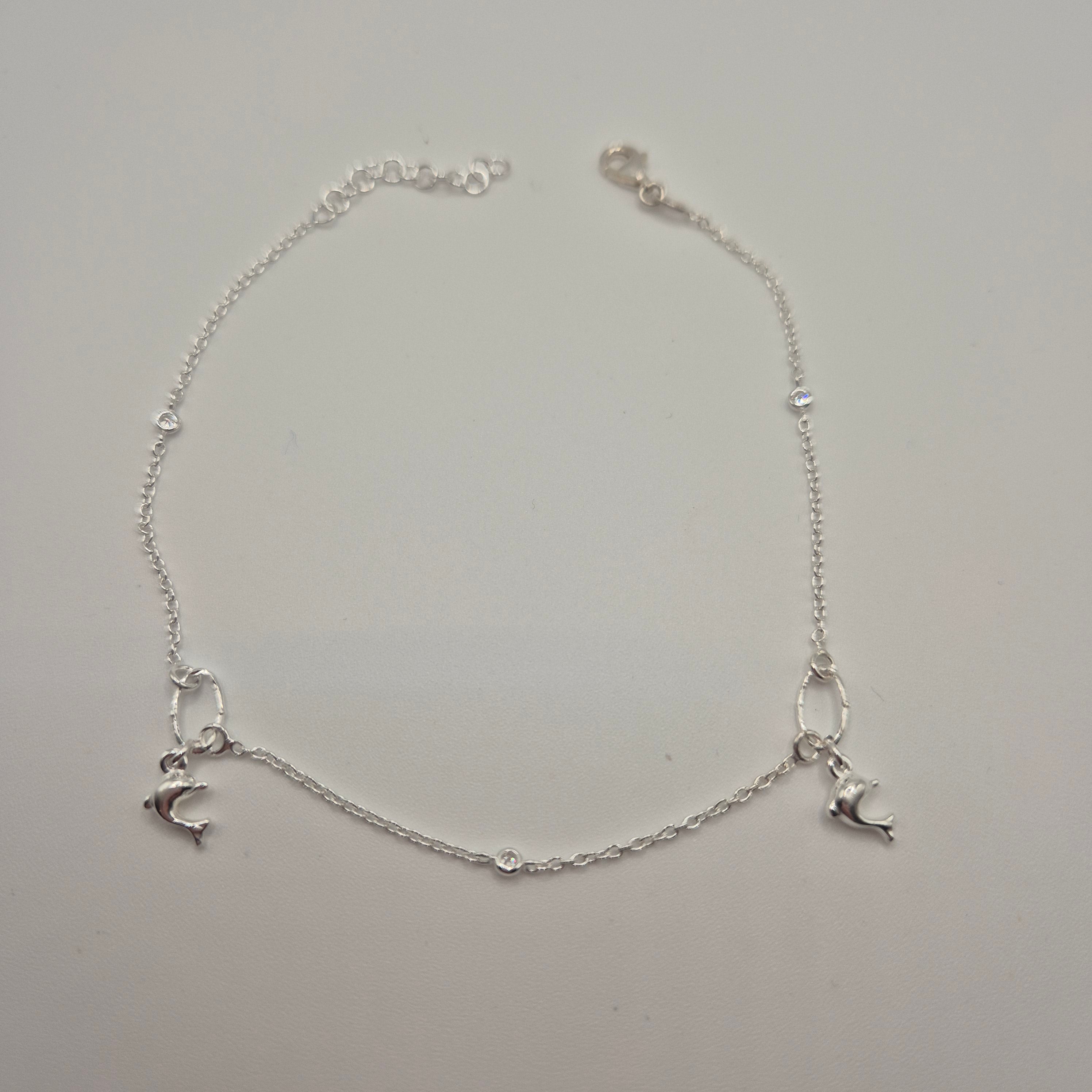 Zartes Fußkettchen Silber 925 Delfin
